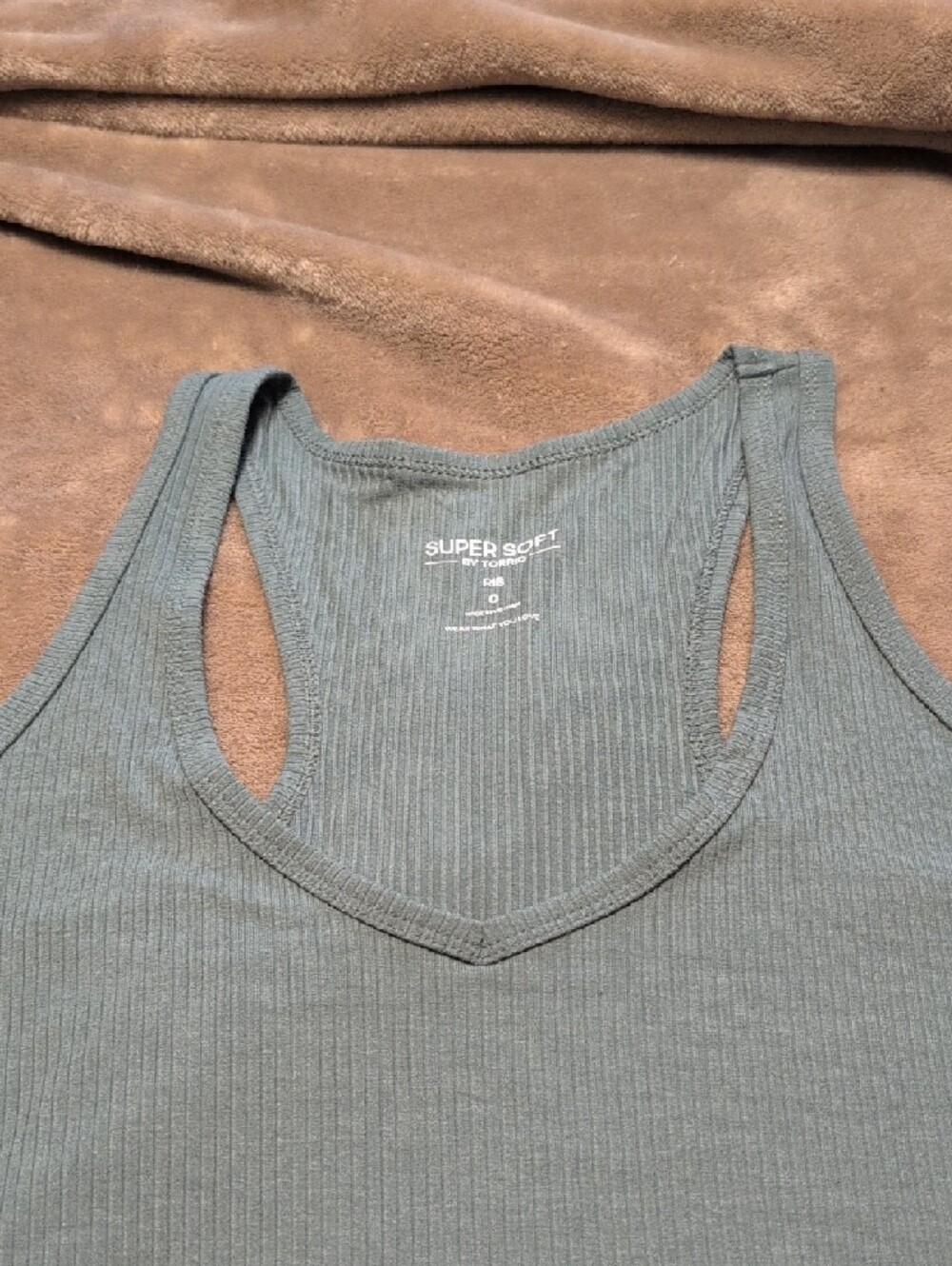 torrid Ribbed Racerback Tank - Sage Green Size 0 (12) - Picture 3 of 4